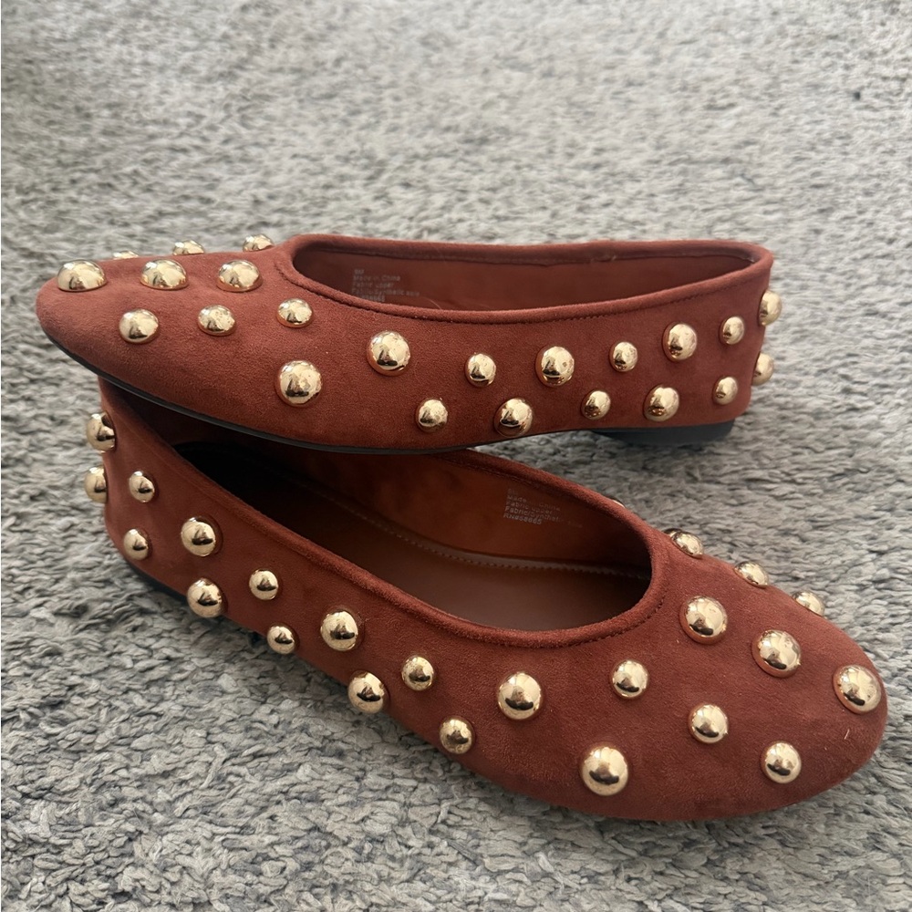 Abound Women’s Brown Studded Suede Ballet Flats
